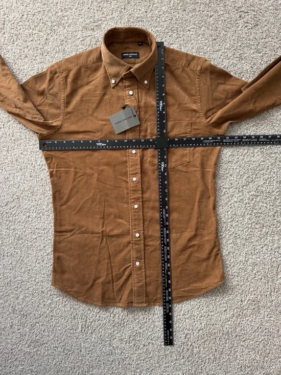 Spier & Mackay Brown Corduroy Shirt Mens Small 15.5 Slim Fit Button Down NWT - Picture 7 of 9